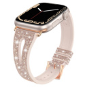 Rose Gold 38/40/41/42(Series 10/11)mm Sparkling Slim Silicone Bands for Apple Watch 38/40/41mm and 42/44/45/46/49mm All Series Bling Replacement Strap  for iWatch Series 10/9/8/7/6/5/4/3/2/1/SE