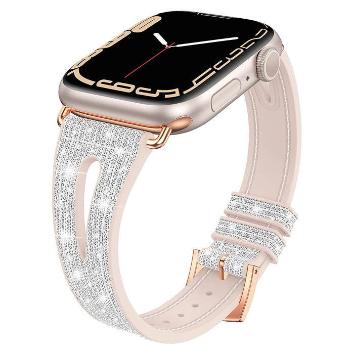 Sparkling Slim Silicone Bands for Apple Watch 38/40/41mm and 42/44/45/46/49mm All Series Bling Replacement Strap  for iWatch Series 10/9/8/7/6/5/4/3/2/1/SE