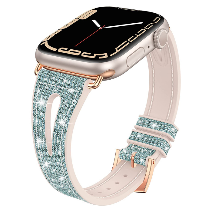 Sparkling Slim Silicone Bands for Apple Watch 38/40/41mm and 42/44/45/46/49mm All Series Bling Replacement Strap  for iWatch Series 10/9/8/7/6/5/4/3/2/1/SE