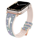Green-Purple 38/40/41/42(Series 10/11)mm Sparkling Slim Silicone Bands for Apple Watch 38/40/41mm and 42/44/45/46/49mm All Series Bling Replacement Strap  for iWatch Series 10/9/8/7/6/5/4/3/2/1/SE