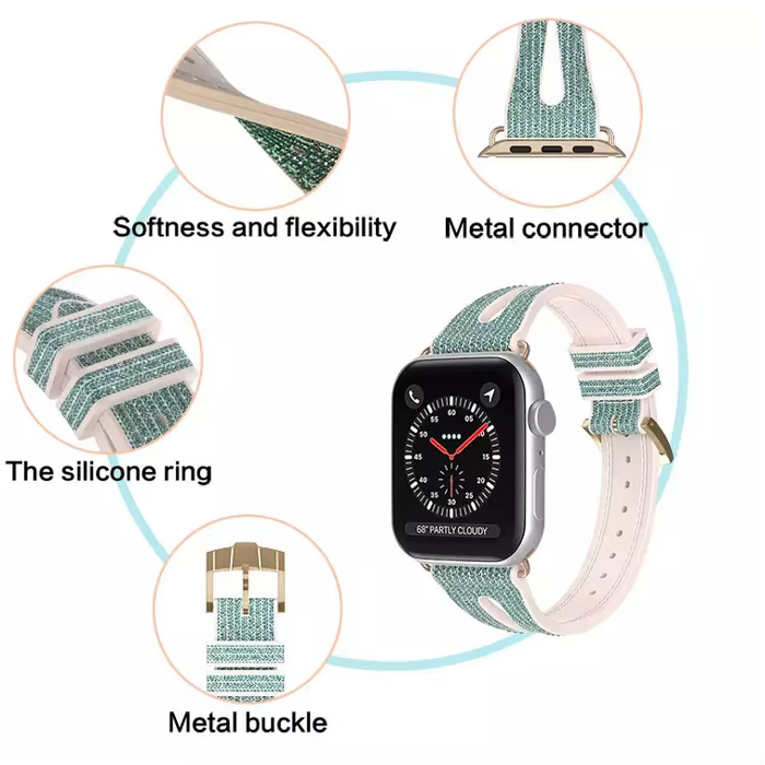 Sparkling Slim Silicone Bands for Apple Watch 38/40/41mm and 42/44/45/46/49mm All Series Bling Replacement Strap  for iWatch Series 10/9/8/7/6/5/4/3/2/1/SE