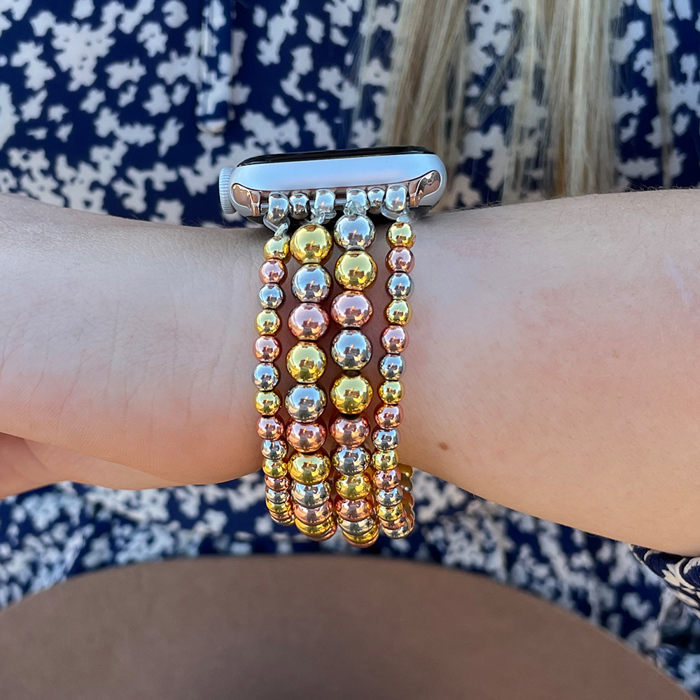 Beaded Bracelet for Apple Watch 38/40/41mm and 42/44/45/46/49mm All Series Fancy Cute Stretchy Elastic Jewelry Strap Replacement for iWatch Series 10/9/8/7/6/5/4/3/2/1/SE