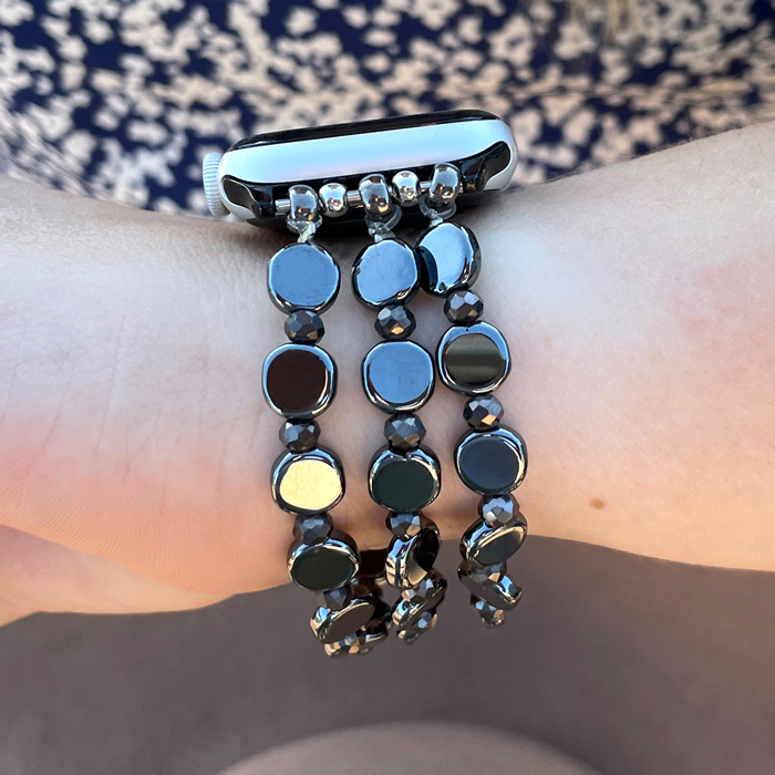 Beaded Bracelet for Apple Watch 38/40/41mm and 42/44/45/46/49mm All Series Fancy Cute Stretchy Elastic Jewelry Strap Replacement for iWatch Series 10/9/8/7/6/5/4/3/2/1/SE