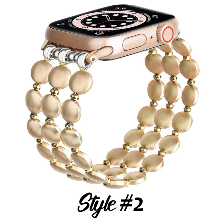 Beaded Bracelet for Apple Watch 38/40/41mm and 42/44/45/46/49mm All Series Fancy Cute Stretchy Elastic Jewelry Strap Replacement for iWatch Series 10/9/8/7/6/5/4/3/2/1/SE