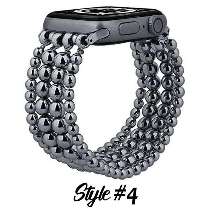 Beaded Bracelet for Apple Watch 38/40/41mm and 42/44/45/46/49mm All Series Fancy Cute Stretchy Elastic Jewelry Strap Replacement for iWatch Series 10/9/8/7/6/5/4/3/2/1/SE