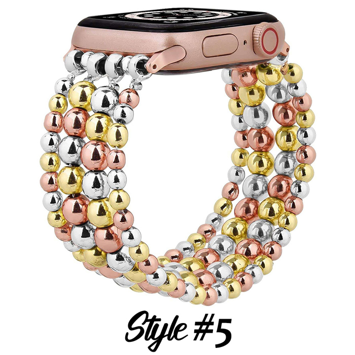 Beaded Bracelet for Apple Watch 38/40/41mm and 42/44/45/46/49mm All Series Fancy Cute Stretchy Elastic Jewelry Strap Replacement for iWatch Series 10/9/8/7/6/5/4/3/2/1/SE