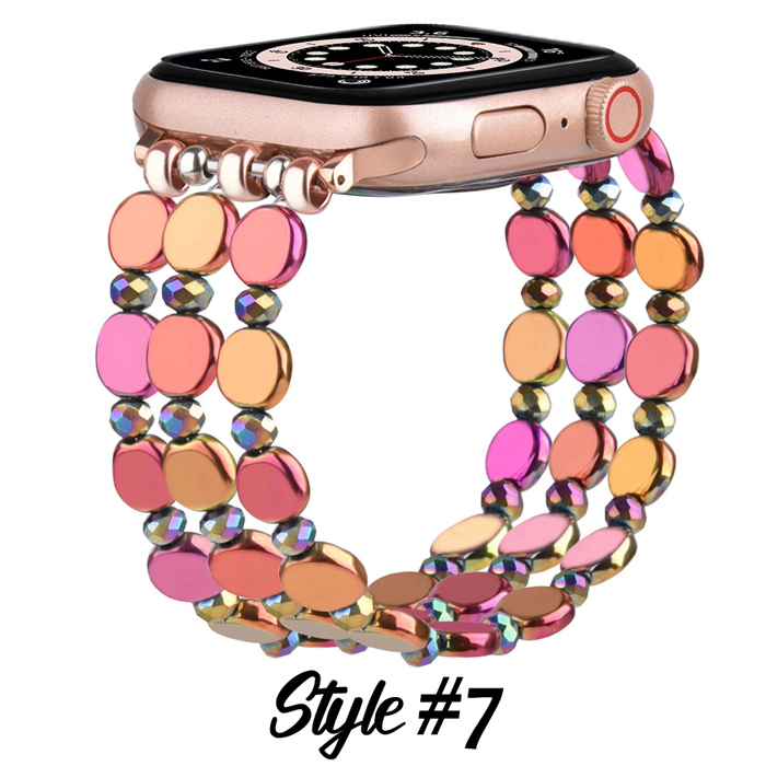 Beaded Bracelet for Apple Watch 38/40/41mm and 42/44/45/46/49mm All Series Fancy Cute Stretchy Elastic Jewelry Strap Replacement for iWatch Series 10/9/8/7/6/5/4/3/2/1/SE