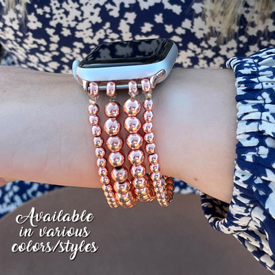 Beaded Bracelet for Apple Watch 38/40/41mm and 42/44/45/46/49mm All Series Fancy Cute Stretchy Elastic Jewelry Strap Replacement for iWatch Series 10/9/8/7/6/5/4/3/2/1/SE