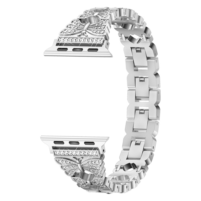 Butterfly Diamond Bracelet for Apple Watch 38/40/41mm and 42/44/45/46/49mm All Series Fancy Cute Stretchy  Adjustable Jewelry Strap Replacement for iWatch Series 10/9/8/7/6/5/4/3/2/1/SE