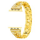Gold 38/40/41/42(Series 10/11)mm Butterfly Diamond Bracelet for Apple Watch 38/40/41mm and 42/44/45/46/49mm All Series Fancy Cute Stretchy  Adjustable Jewelry Strap Replacement for iWatch Series 10/9/8/7/6/5/4/3/2/1/SE