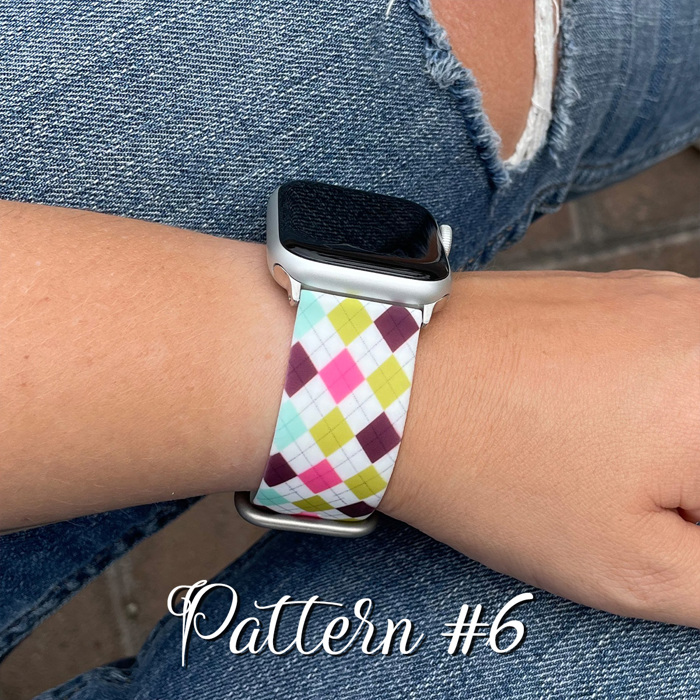  Printed Silicone Bands for Apple Watch 38/40/41mm and 42/44/45/46/49mm All Series Replacement Strap for iWatch Series 10/9/8/7/6/5/4/3/2/1/SE