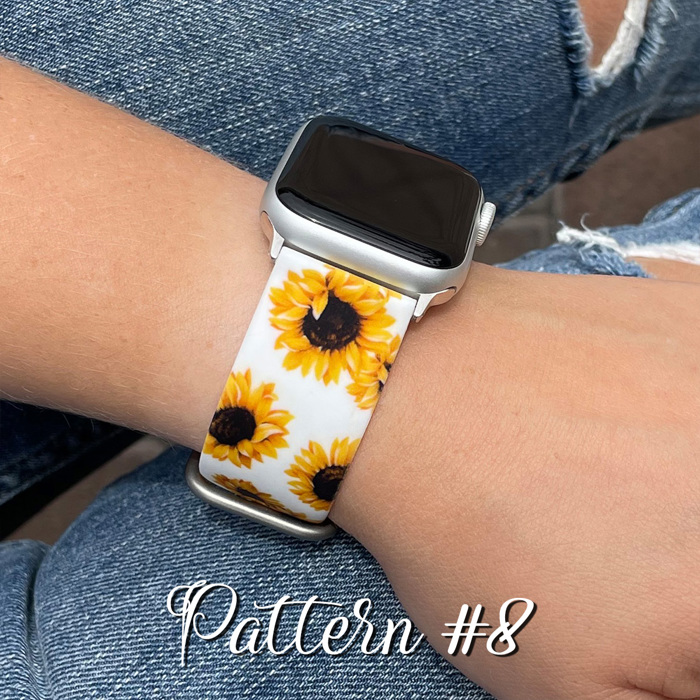  Printed Silicone Bands for Apple Watch 38/40/41mm and 42/44/45/46/49mm All Series Replacement Strap for iWatch Series 10/9/8/7/6/5/4/3/2/1/SE