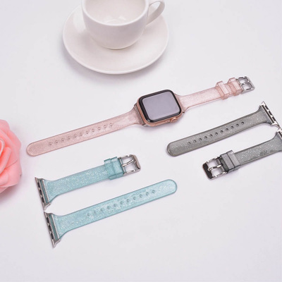 Slim Glitter Silicone Bands for Apple Watch 38/40/41mm and 42/44/45/46/49mm All Series Replacement Strap  for iWatch Series 10/9/8/7/6/5/4/3/2/1/SE