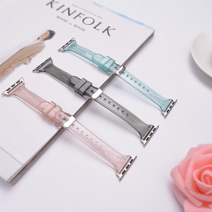 Slim Glitter Silicone Bands for Apple Watch 38/40/41mm and 42/44/45/46/49mm All Series Replacement Strap  for iWatch Series 10/9/8/7/6/5/4/3/2/1/SE