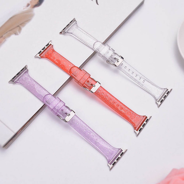 Slim Glitter Silicone Bands for Apple Watch 38/40/41mm and 42/44/45/46/49mm All Series Replacement Strap  for iWatch Series 10/9/8/7/6/5/4/3/2/1/SE