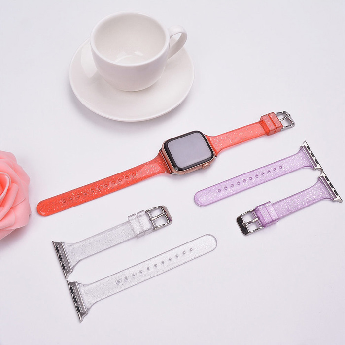 Slim Glitter Silicone Bands for Apple Watch 38/40/41mm and 42/44/45/46/49mm All Series Replacement Strap  for iWatch Series 10/9/8/7/6/5/4/3/2/1/SE