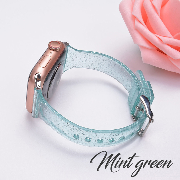 Slim Glitter Silicone Bands for Apple Watch 38/40/41mm and 42/44/45/46/49mm All Series Replacement Strap  for iWatch Series 10/9/8/7/6/5/4/3/2/1/SE