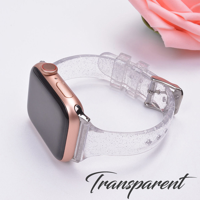 Slim Glitter Silicone Bands for Apple Watch 38/40/41mm and 42/44/45/46/49mm All Series Replacement Strap  for iWatch Series 10/9/8/7/6/5/4/3/2/1/SE