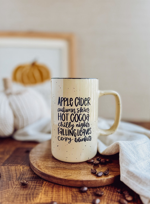 Apple Cider Autumn Skies | Tall Campfire Coffee Mug | Fall Ceramic Mug | Dishwasher and Microwave Safe | 18 oz