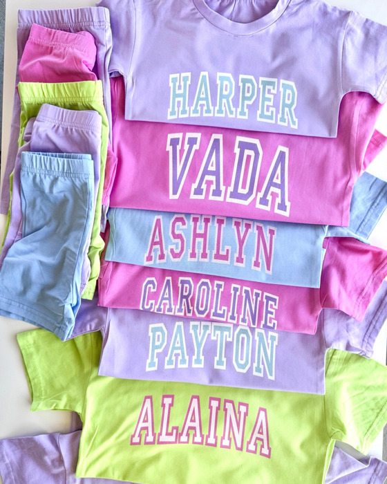 Girl's Personalized Biker Shorts Set