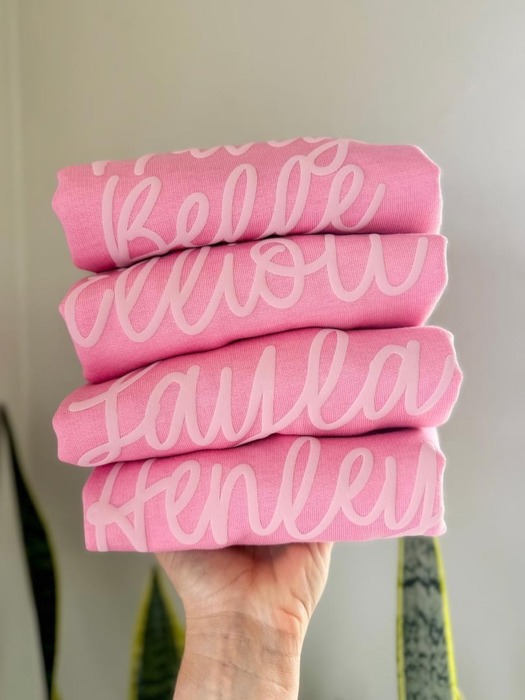 Personalized Puff Print Bubble Gum Crewneck Sweatshirt