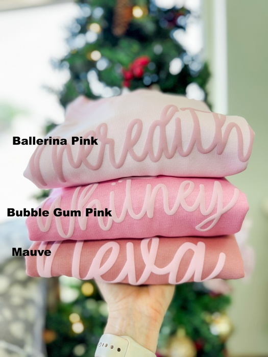 Personalized Puff Print Bubble Gum Crewneck Sweatshirt
