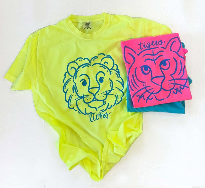 Neon Mascot Doodle Comfort Color Tees - Over 100 mascots!