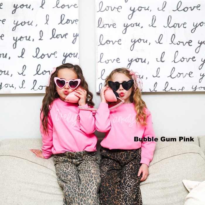 Personalized Puff Print Bubble Gum Crewneck Sweatshirt