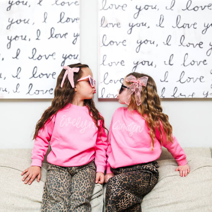 Personalized Puff Print Bubble Gum Crewneck Sweatshirt