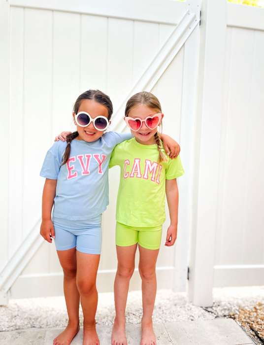 Girl's Personalized Biker Shorts Set