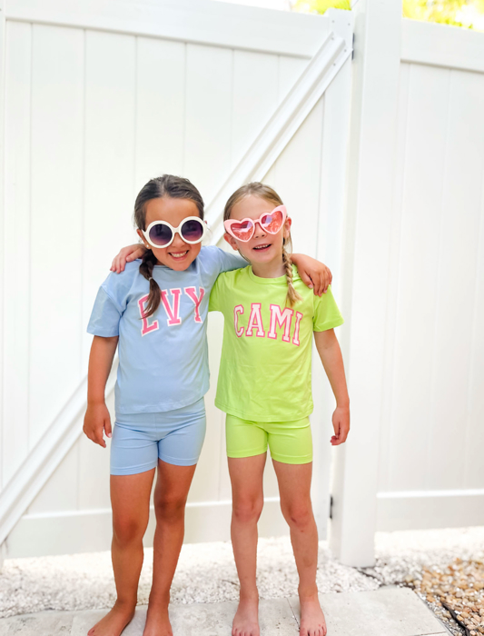 Girl's Personalized Biker Shorts Set