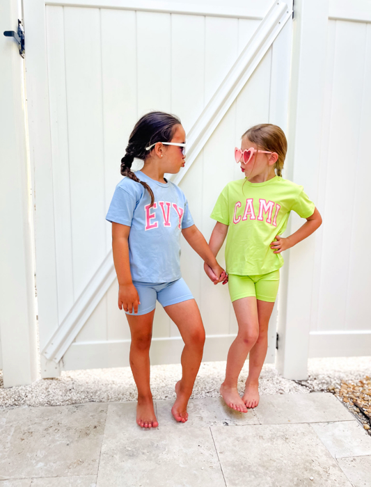Girl's Personalized Biker Shorts Set