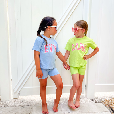 Girl's Personalized Biker Shorts Set