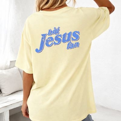 Big Jesus Fan Graphic Tee – Comfort Colors – Faith Based Oversized Shirt
