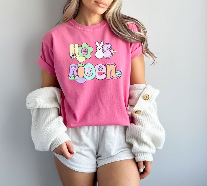 He Is Risen Retro Easter Tee
