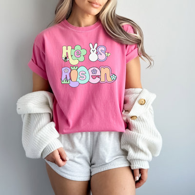 He Is Risen Retro Easter Tee
