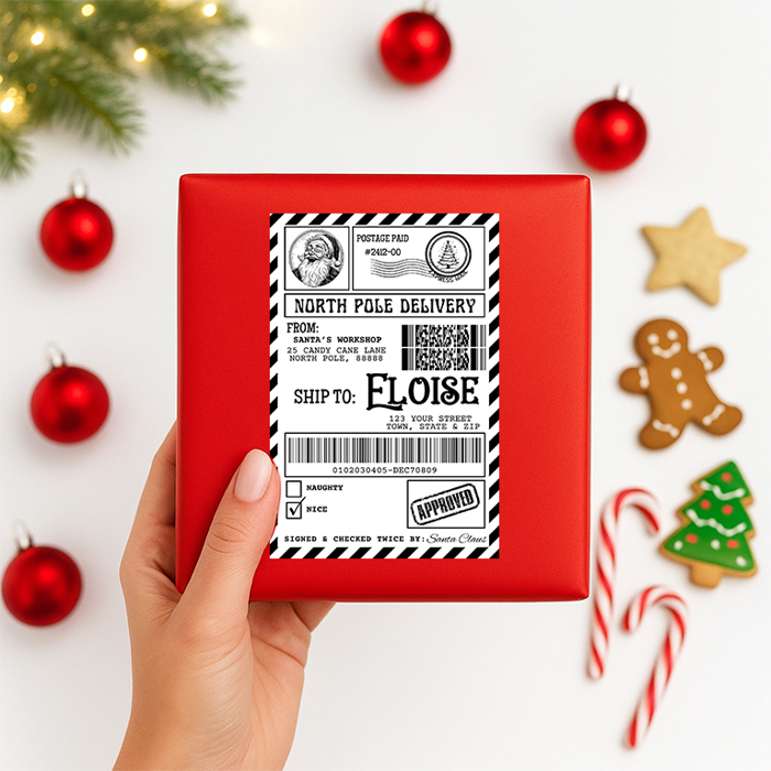 Printed North Pole Shipping Labels - Peel & Stick!
