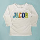 6M White Long Sleeve Personalized Boy's UPF 50+ Rash Guard
