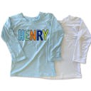 6M Light Blue Long Sleeve Personalized Boy's UPF 50+ Rash Guard