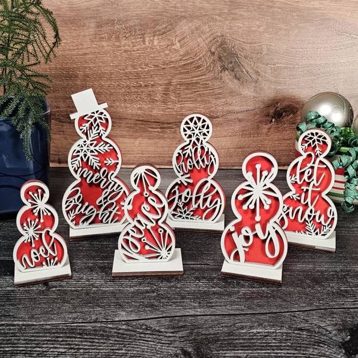 Snowmen Shelf Sitters with Words | Holiday Decor