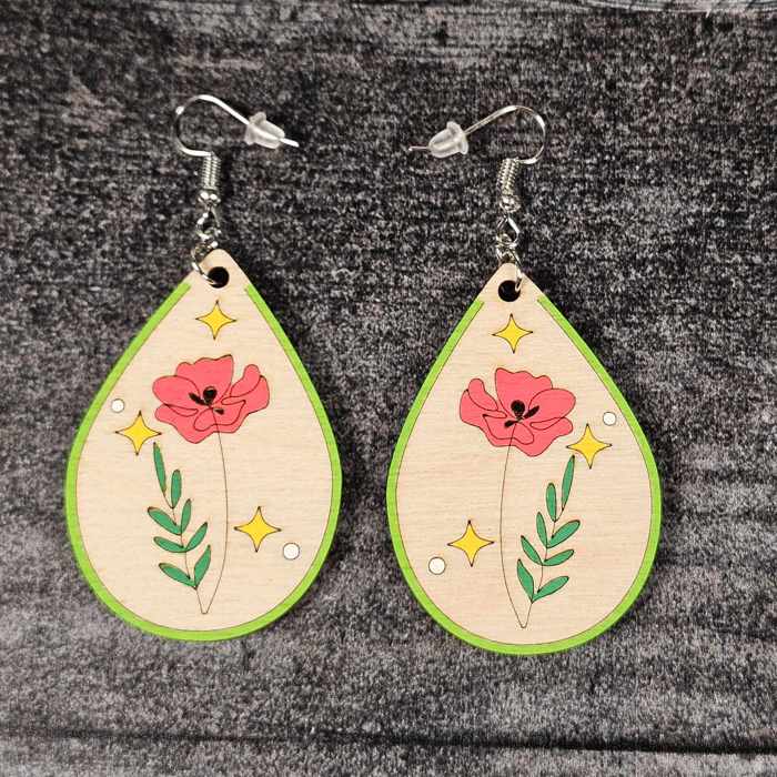 Birth Month Flower Earrings | Wooden Floral Accessories
