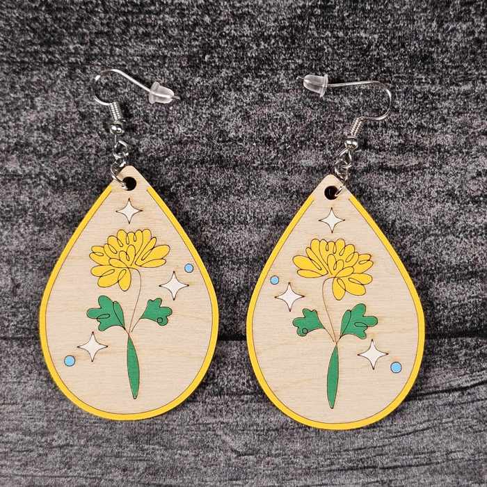Birth Month Flower Earrings | Wooden Floral Accessories