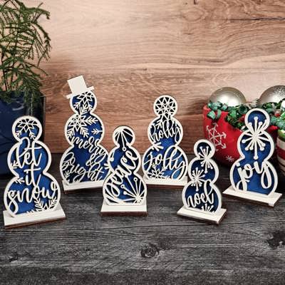 Snowmen Shelf Sitters with Words | Holiday Decor