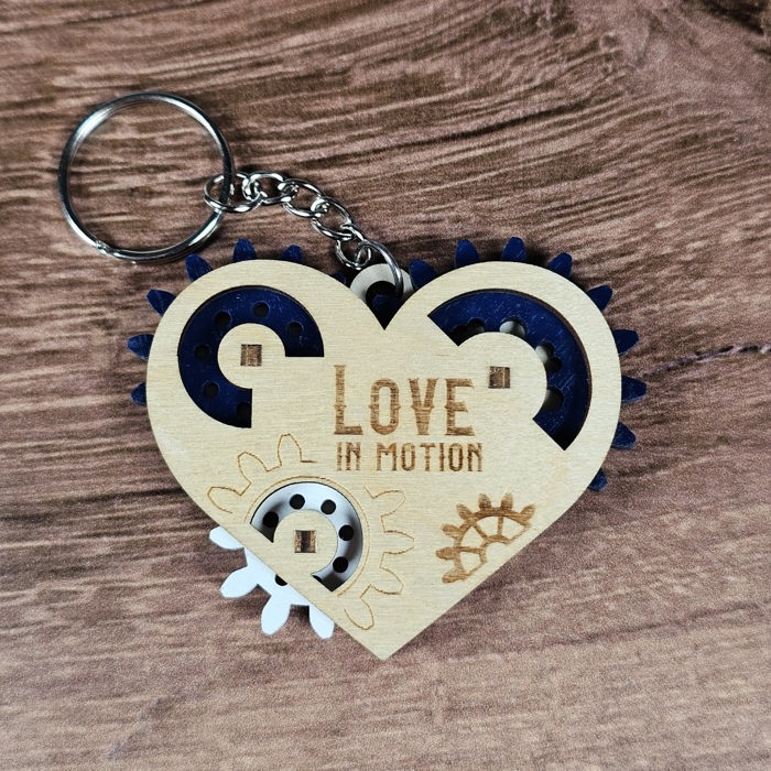 Wooden Heart Gear Keychain | Fidget Spinner | Personalized Valentine Gift