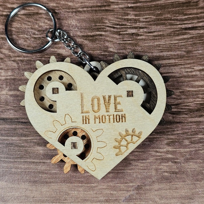 Wooden Heart Gear Keychain | Fidget Spinner | Personalized Valentine Gift