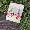  Snowflake Heart Earrings | Layered Wood with Glitter Finish