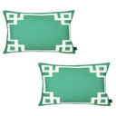 Lumbar 12" x 20" Green & White Decorative Geometric Set of 2 Throw Pillow Cover for Couch, Bedding