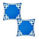 Square 18" x 18" Blue & White Decorative Geometric Set of 2 Throw Pillow Cover for Couch, Bedding