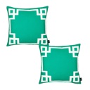 Square 18" x 18" Green & White Decorative Geometric Set of 2 Throw Pillow Cover for Couch, Bedding