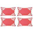 Lumbar 12" x 20" Red & White Decorative Geometric Set of 4 Throw Pillow Cover for Couch, Bedding